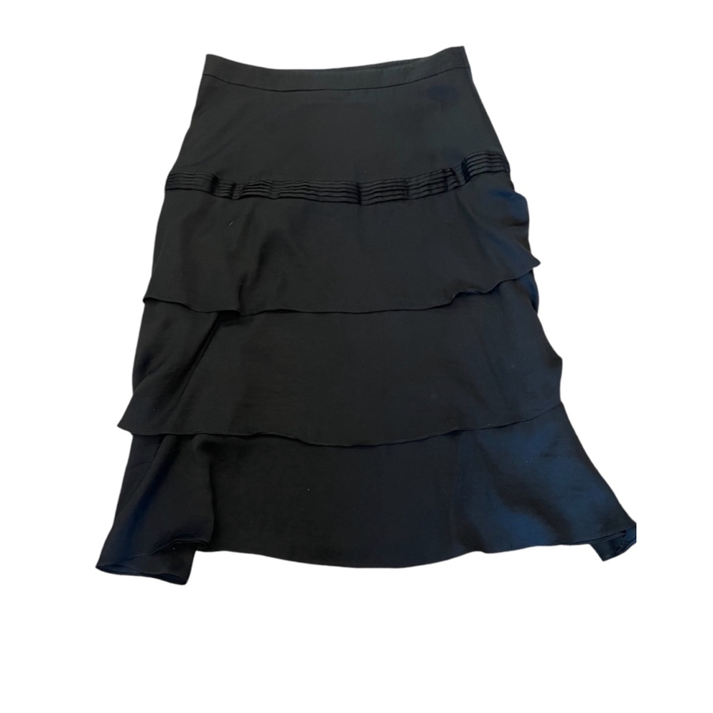 BANANA REPUBLIC Black Tiered High Rise midi Length Dressy Skirt 8